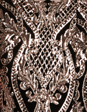 Gold Black Patterned Sequin Fabric