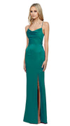 Stephanie Cowl Satin Gown in Emerald SIDE