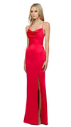 Stephanie Cowl Satin Gown in Red  SIDE