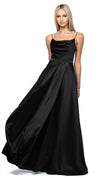 Bariano Diamond Cowl Wrap Gown in Black