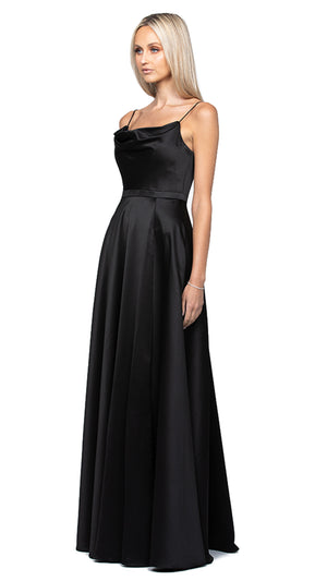 Bariano Diamond Cowl Wrap Gown in Black SIDE