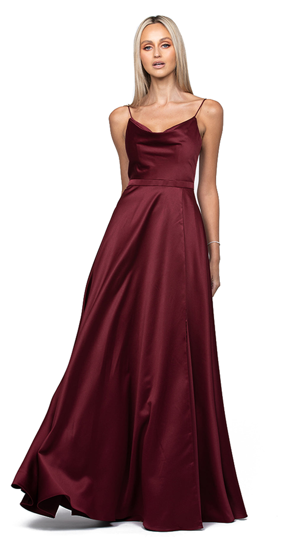 Diamond Cowl Wrap Gown in Dark Red