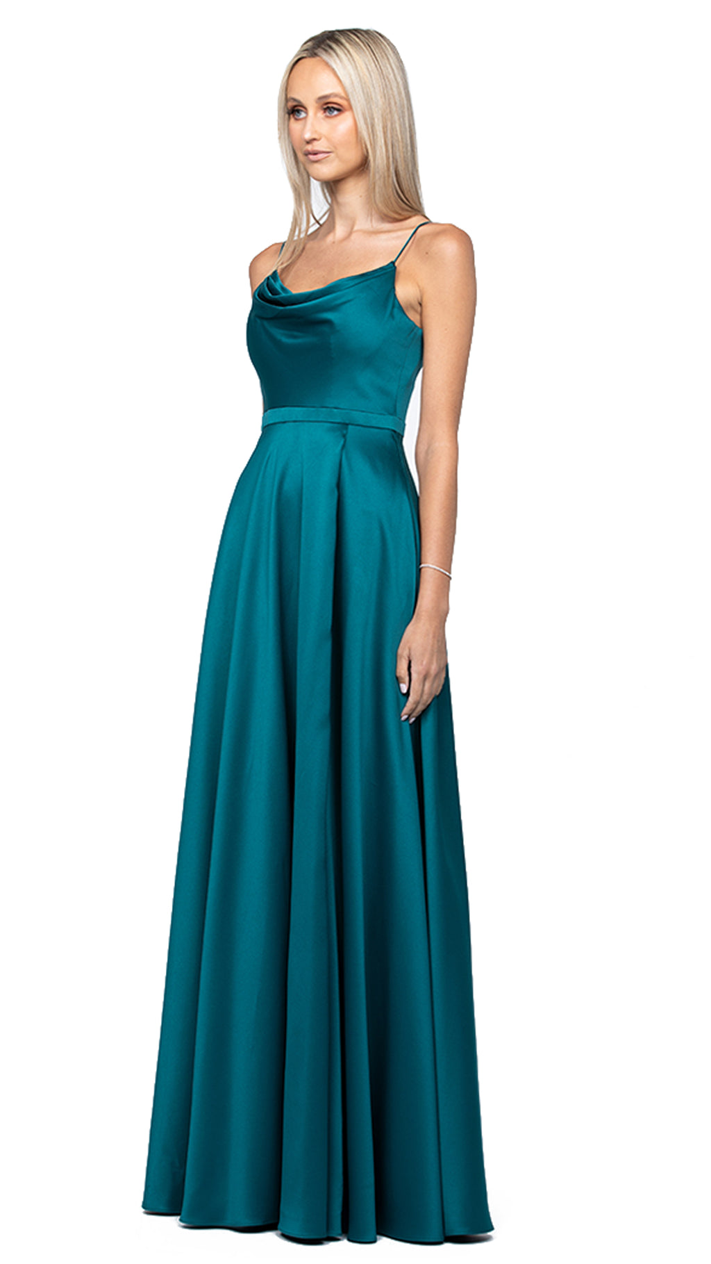 Diamond Cowl Gown in Emerald SIDE