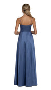 Diamond Cowl Gown in Petrol Blue - BACK