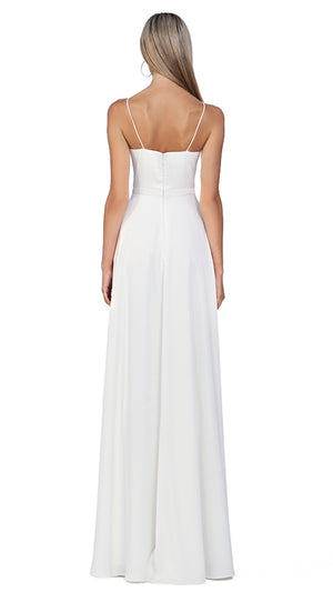 Bariano Diamond Cowl Wrap Gown in White - BACK