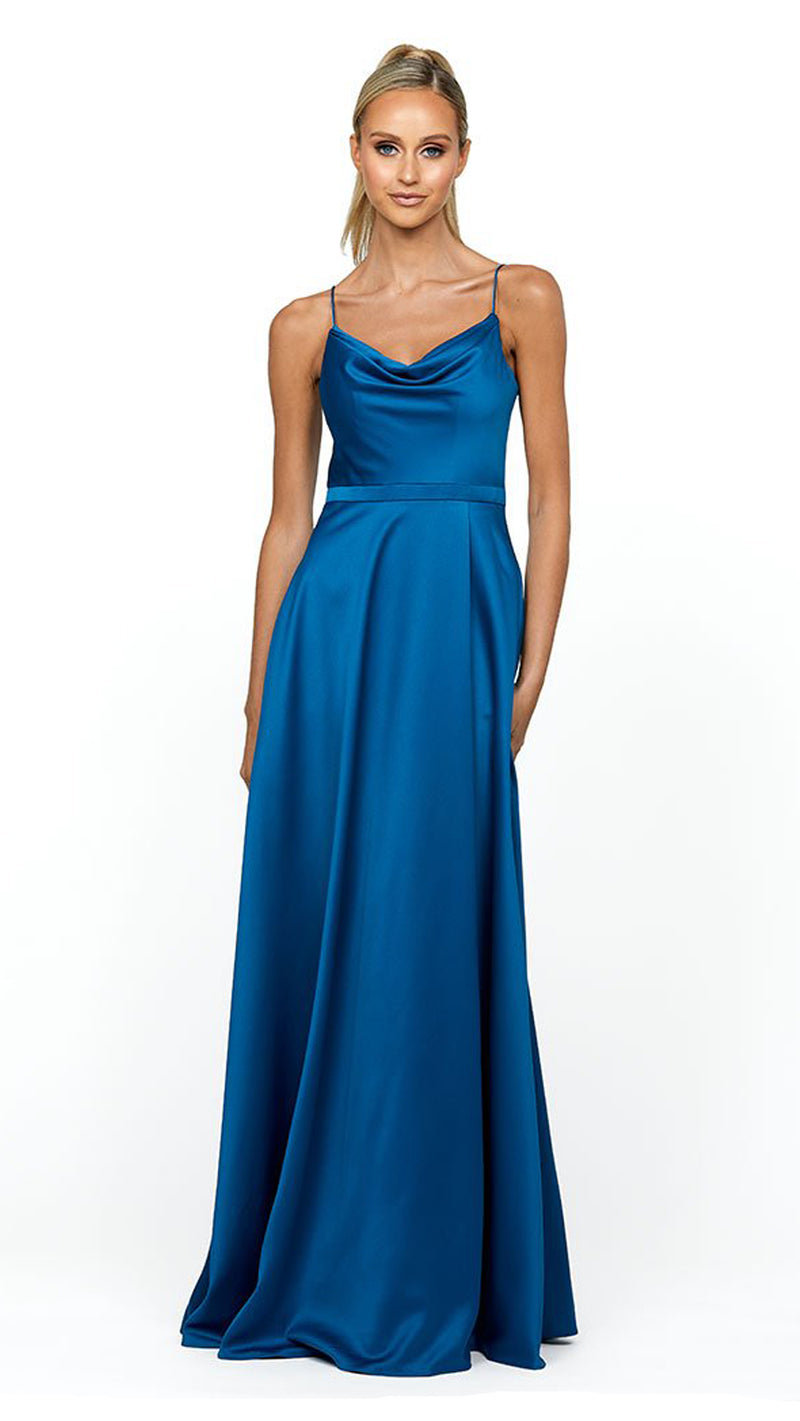 Diamond Cowl Wrap Gown in TEAL