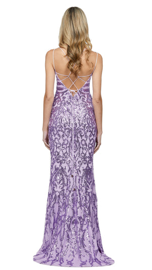Carmel Sweetheart Strappy Back Gown in Lavender BACK