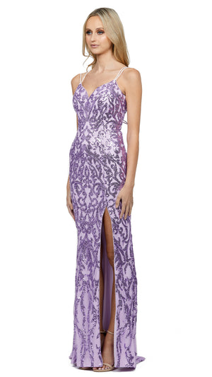 Carmel Sweetheart Strappy Back Gown in Lavender SIDE