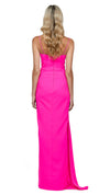 Lacie Draped Gown in Fluro Pink BACK