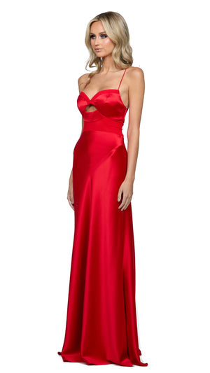 Augusta Sheer Panelled Gown in Red SIDE