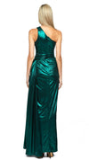 Elektra Asymmetric Gown in Emerald - BACK