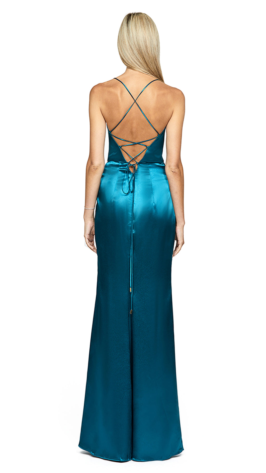 Katrina Corset Gown in Teal Green BACK
