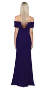 Quinny Off Shoulder Gown in Navy BACK