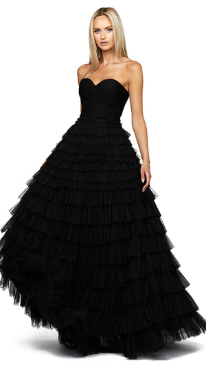 Serenity Sweetheart Strapless Ball Gown in Black front
