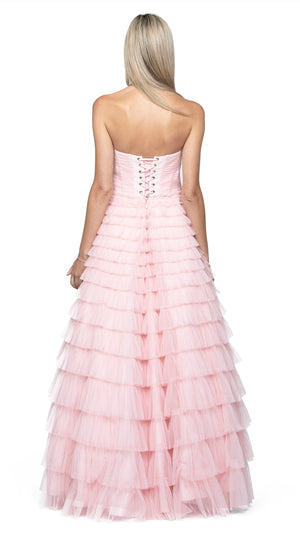 Serenity Sweetheart Strapless Ball Gown in Soft Pink BACK