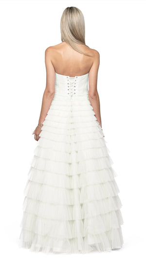 Serenity Sweetheart Strapless Ball Gown in White BACK - PREORDER