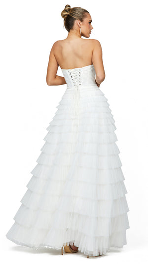 Serenity Sweetheart Strapless Ball Gown in White BACK