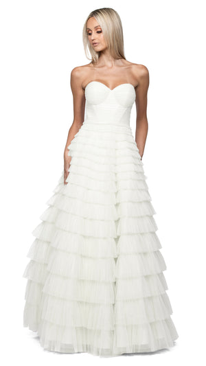 Serenity Sweetheart Strapless Ball Gown in  White - PREORDER