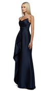 Kasery Asymmetric Gown in Navy SIDE