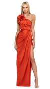 Vacation Asymmetric Gown in Burnt Orange