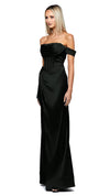 Gess Off Shoulder Fishtail Gown in Black SIDE