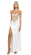 Gwyneth Strapless Overlay Gown in White Nude