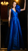 Cece Ruffle Shoulder Gown in COBALT 2