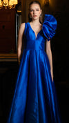 Cece Ruffle Shoulder Gown in COBALT 3