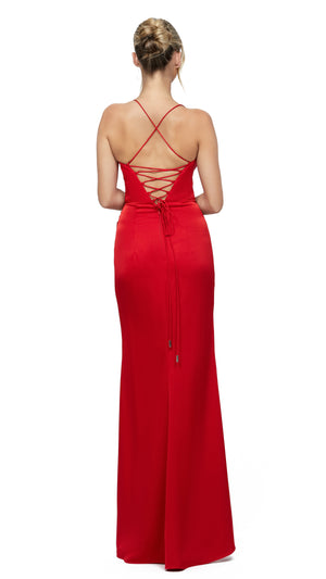 Poss Corset Gown in Red BACK