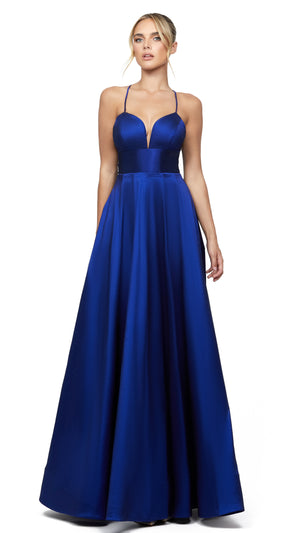 Lola Strappy Back Gown in Royal Blue SIDE