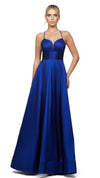 Lola Strappy Back Gown in Royal Blue FRONT