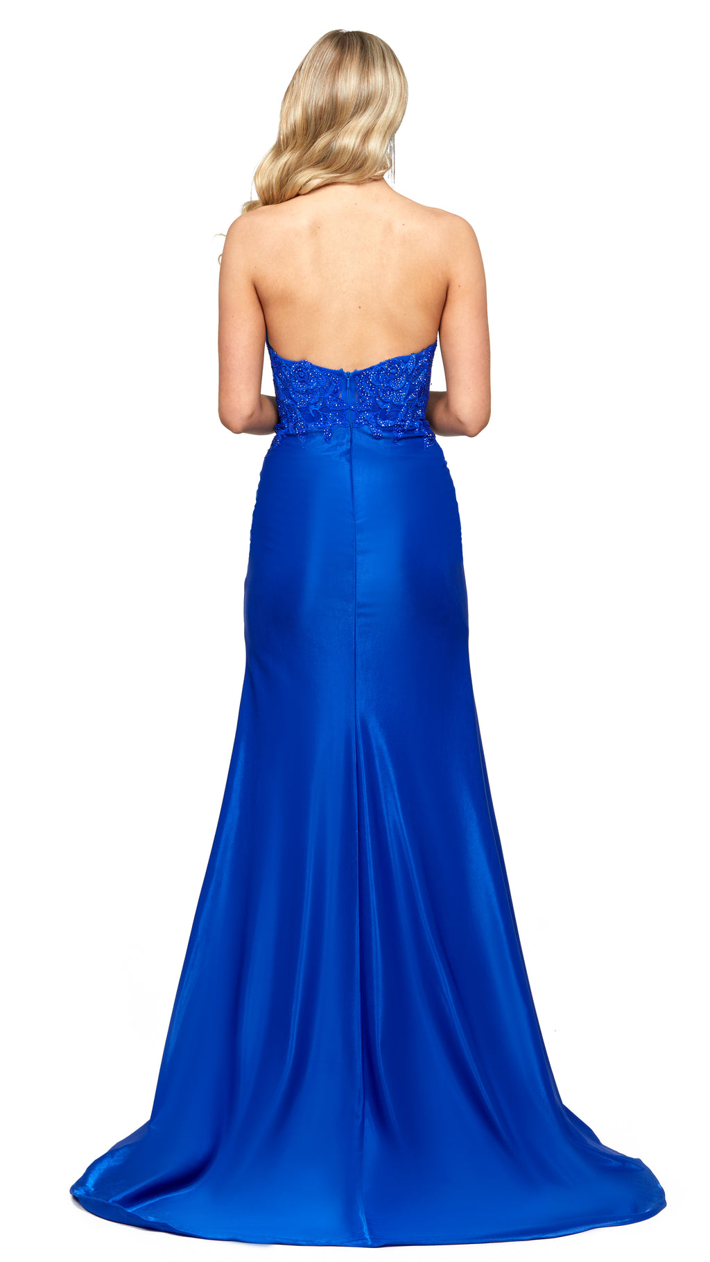 Julissa Embellished Gown in Blue BACK