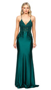 Layne Fishtail Gown in Emerald FRONT