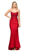 Alamaya Scooped Gown in Red FRONT