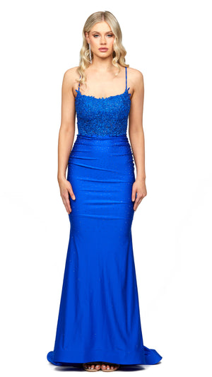 Emmeline Fitted Gown in Cobalt FRONT