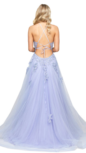 Rosalee Embellished Ball Gown in Lavender BACK