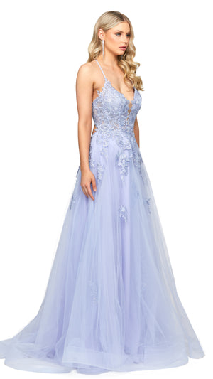 Rosalee Embellished Ball Gown in Lavender SIDE