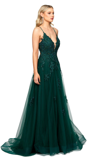 Alie Plunging Ball Gown SIDE