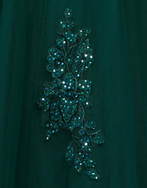 Dark Green Tulle Lace Fabric