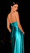 Nicoletta NC2009 Strapless Glossy Gown - Aqua