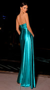 Nicoletta NC2009 Strapless Glossy Gown - Aqua