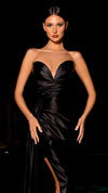 Nicoletta NC2009 Strapless Glossy Gown - Aqua