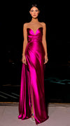 Nicoletta NC2009 Strapless Glossy Gown - Aqua