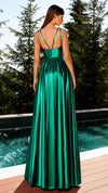 Nicoletta NC2052 Draped Glossy Gown - Black