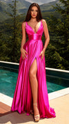 Nicoletta NC2052 Draped Glossy Gown - Black