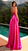 Nicoletta NC2052 Draped Glossy Gown - Black