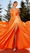 Nicoletta NC2052 Draped Glossy Gown - Black