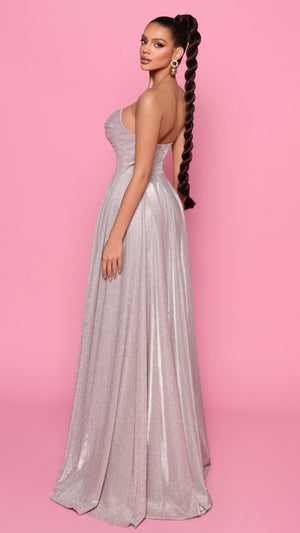 Nicoletta NP176 Strapless Glitter Gown - Violet