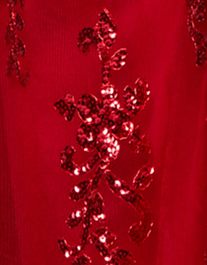 Red Sequin Mesh Fabric