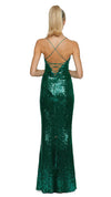 Stephanie Cowl Draped Sequin Gown in Deep Emerald BACK